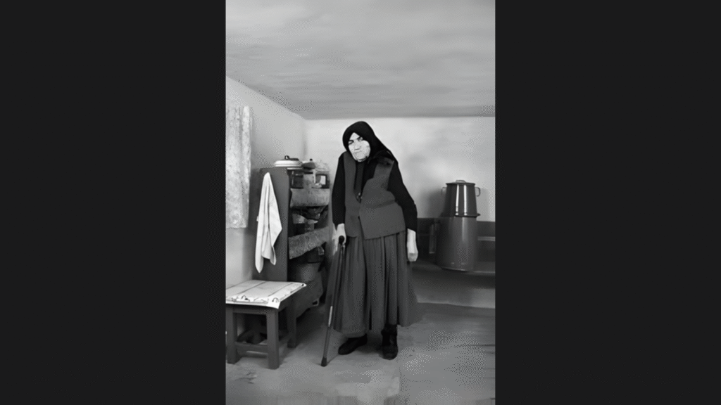 Historic black-and-white image of an elderly woman in rural Hungary, commonly linked to accounts of Auntie Zsuzsi, the midwife associated with the Angel Makers of Nagyrév.